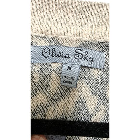 Olivia Sky Womens Black & White Open Front Cardigan Sweater XL 60% Cotton 40% Ra - Picture 4 of 7